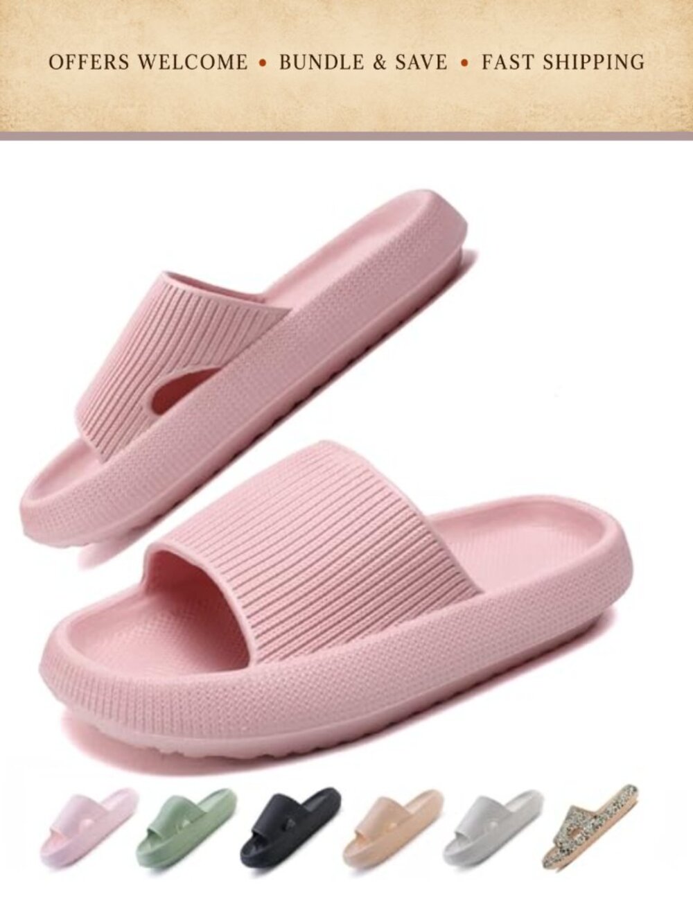 Unisex Cloud Slides Thick Sole EVA Non-Slip Pillow Slippers